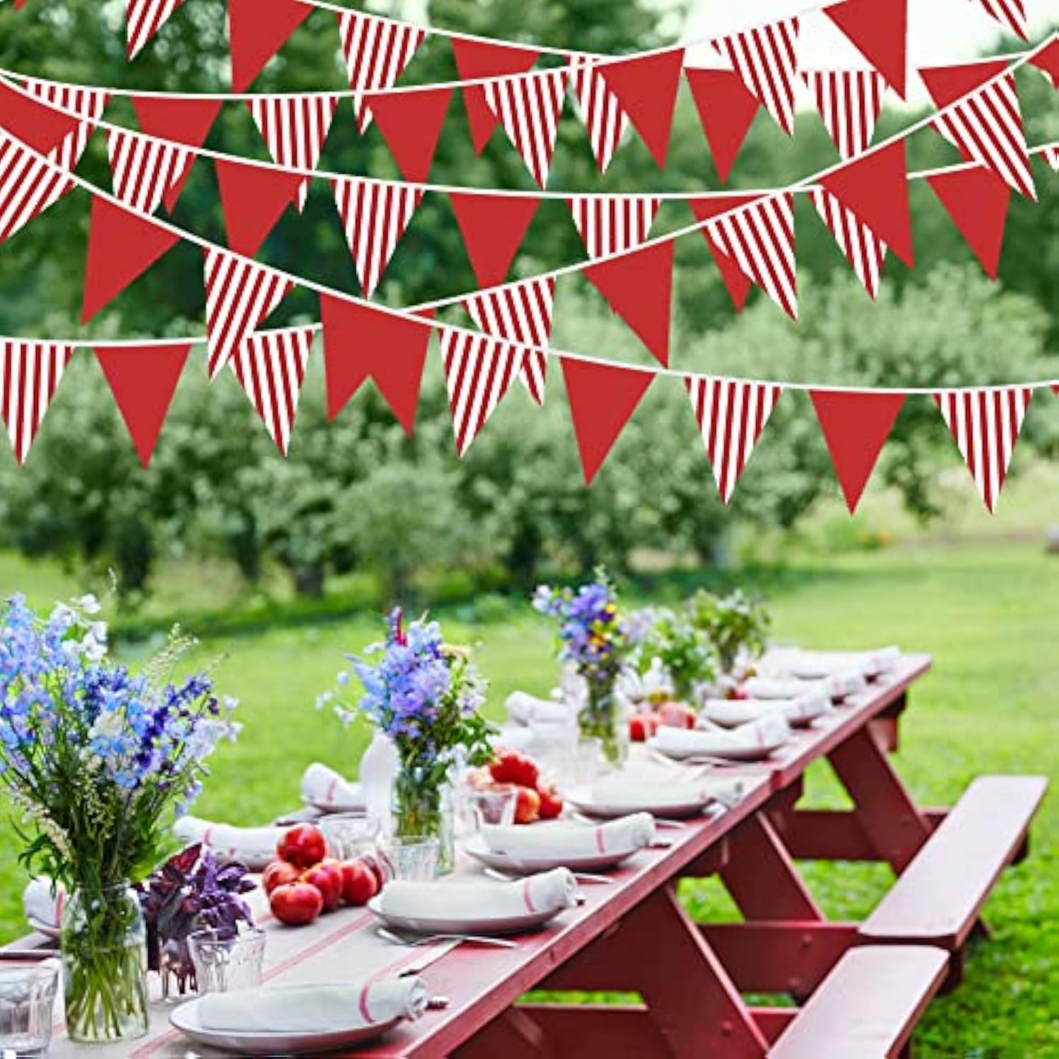 32Ft Hot Pink Striped Dot Pennant Banner Fabric Triangle Flag Bunting