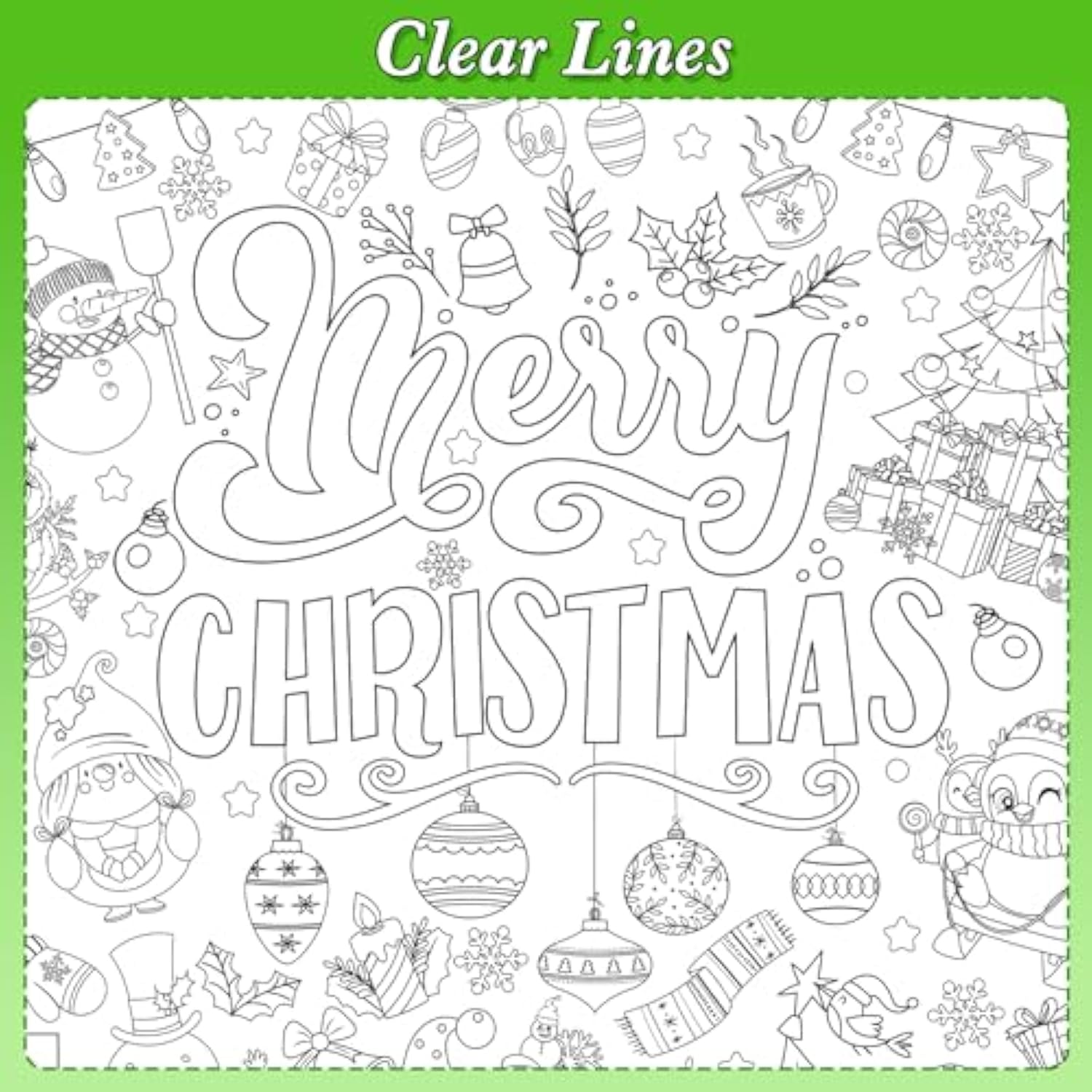 Merry Christmas Coloring Poster With 24 Pcs Paint Pens,Xmas Holiday Jumbo Paper Coloring Banner,Christmas Paper Coloring Tablecloth Christmas Party Favors Kids Holiday Activities