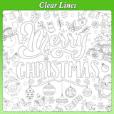 Merry Christmas Coloring Poster With 24 Pcs Paint Pens,Xmas Holiday Jumbo Paper Coloring Banner,Christmas Paper Coloring Tablecloth Christmas Party Favors Kids Holiday Activities