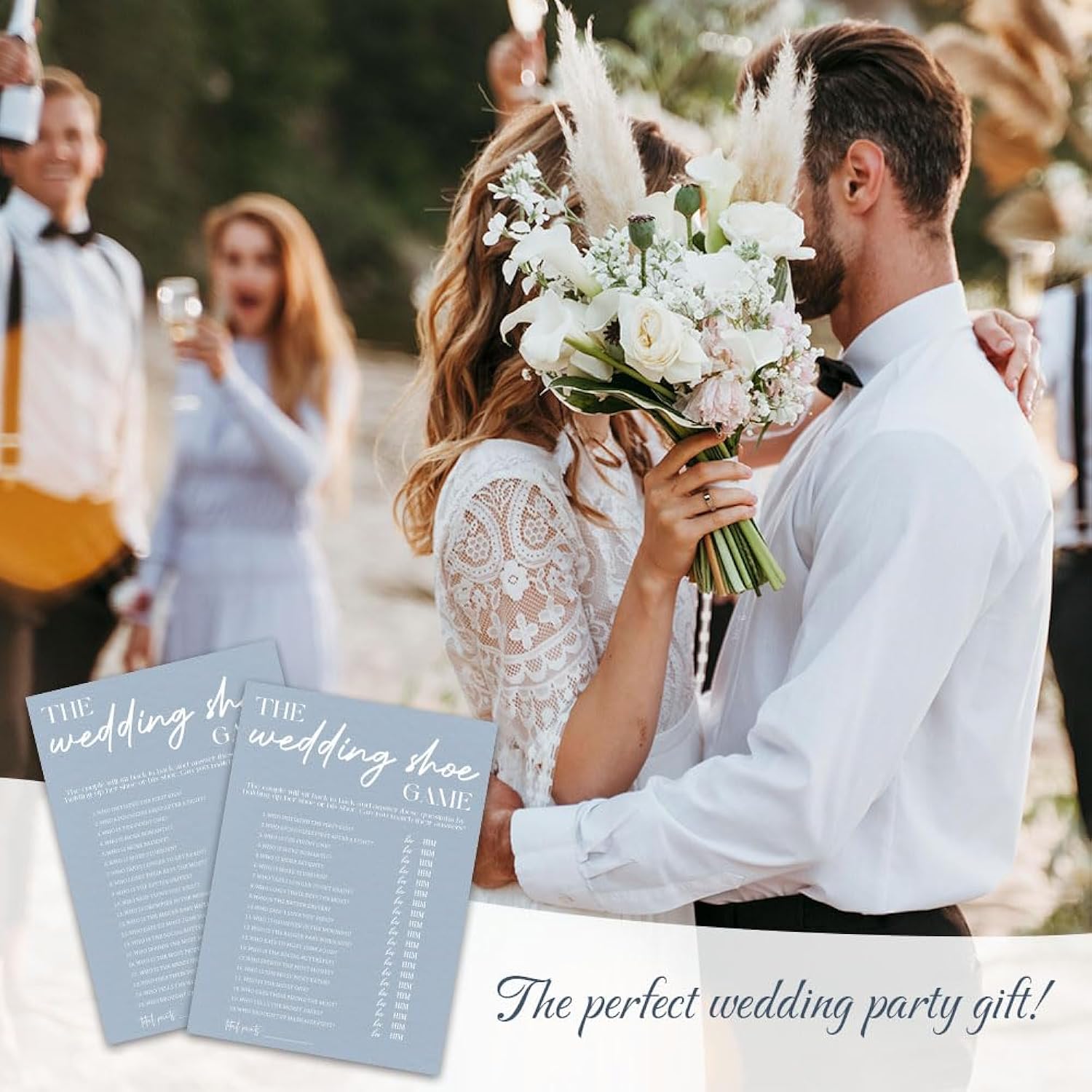 Wedding Shoe Game Bridal Shower Games - 30 Pcs Blue Wedding Game Cards - Newlyweds Games, Engagement, Mr & Mrs, Bridal Shower Party Favor & Decorations - A05