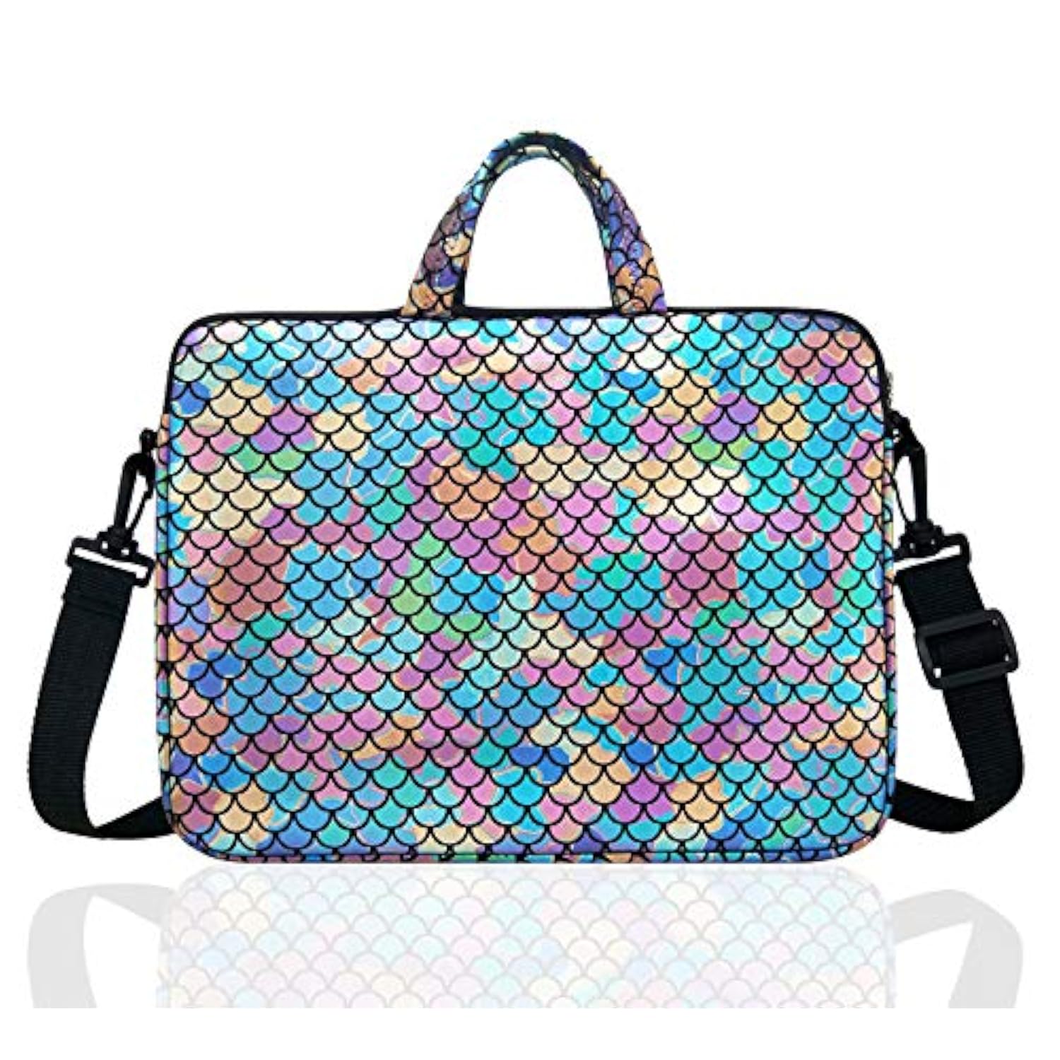 15.6-Inch Laptop Shoulder Carrying Bag Case Sleeve For 14" 15" 15.6 Inch Macbook/Notebook/Ultrabook/Chromebook, Mermaid Scale (Colorful)