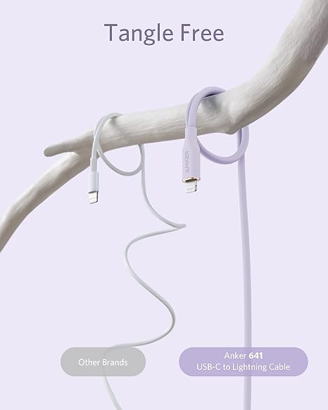 6FT MFi Certified USB C to Lightning Fast Charging Cable Silicone Lilac Purple for iPhone and iPad