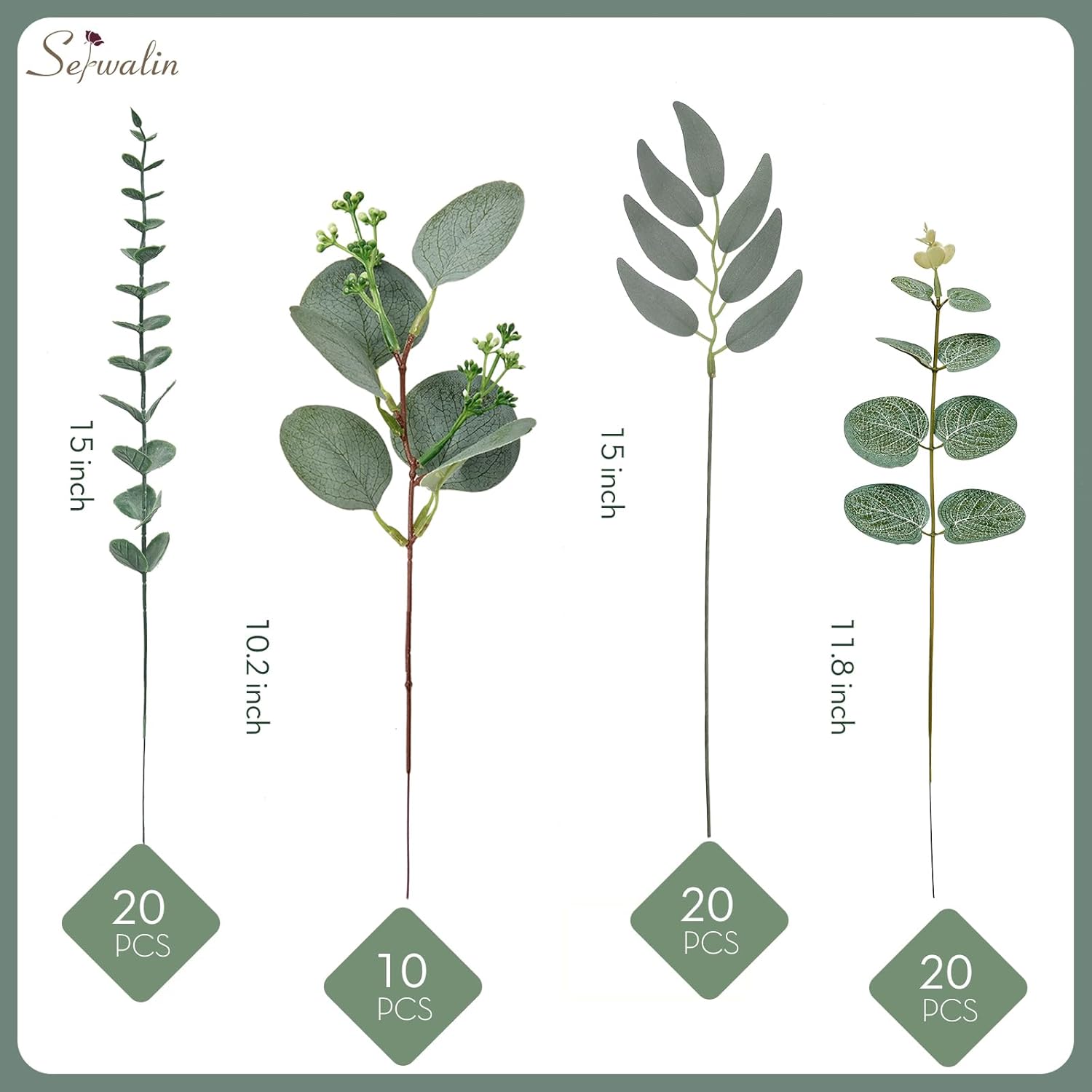70Pcs Artificial Mixed Eucalyptus Stems Leaves Bulk, 4Kinds Fake Greenery Silver Dollar Eucalyptus Leaves Picks,Faux Greenry Stems Sprays For Diy Bouquets Floral Arrangement Home Decor