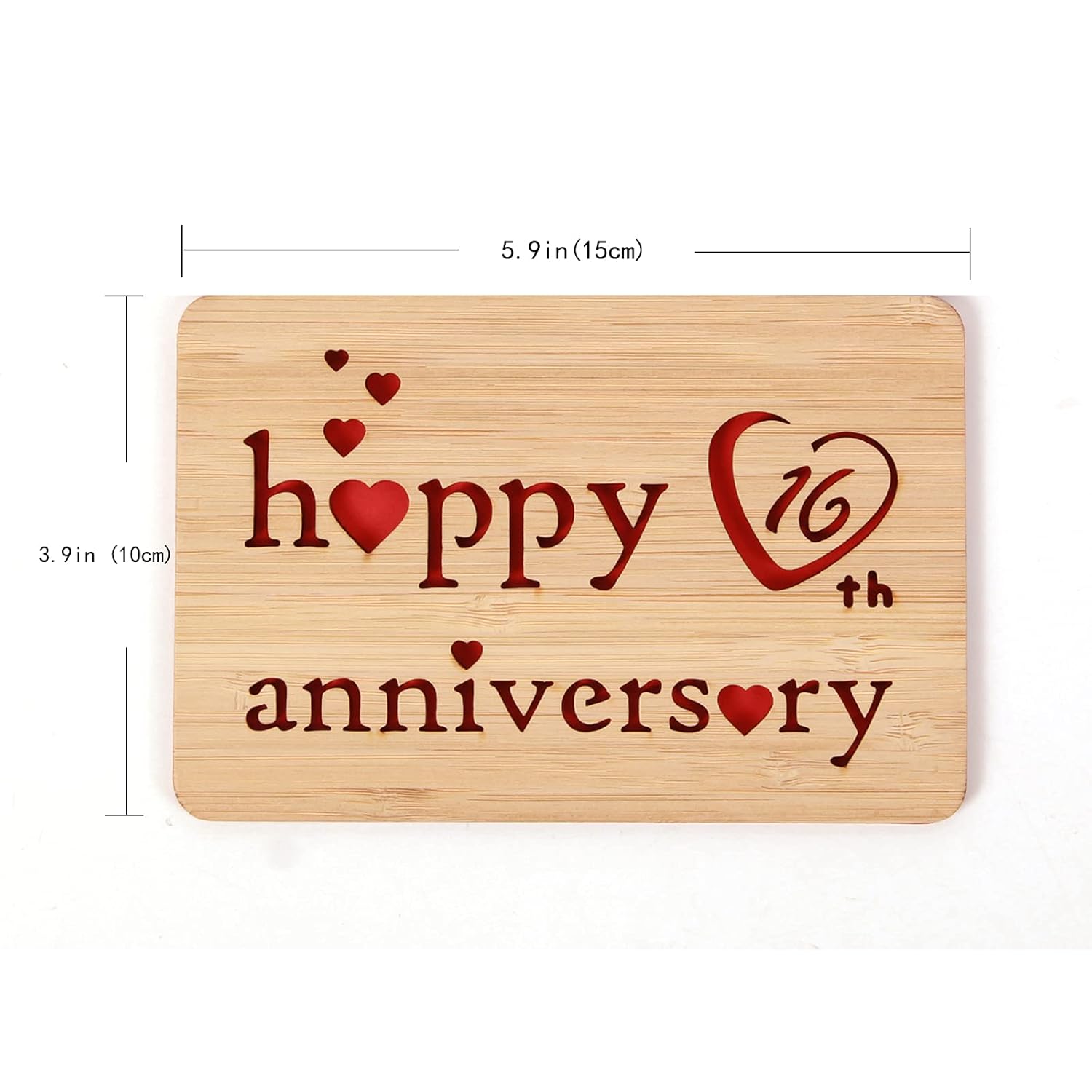 Wooden 16Th Anniversary Card,Handmade 16 Years Wedding Anniversary Greeting Cards,16Th Wood Anniversary Card For Her,Him,Husband,Wife