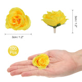 uxcell 100pcs Artificial Rose Flower Heads,1.2" Silk Fake Rose Heads Mini Rose Artificial Flowers Bulk for DIY Wedding Bouquets Centerpieces Party Home Decorations, Yellow