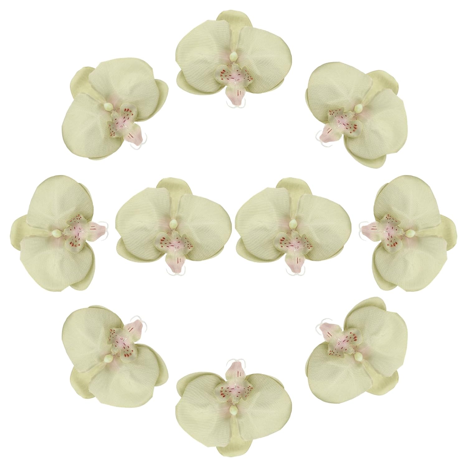 uxcell 10 Pcs Artificial Orchid Flower Heads, Fake Butterfly Orchid Heads Bulk Artificial Flowers for DIY Wedding Bouquets Centerpieces Party Home Decorations, Green