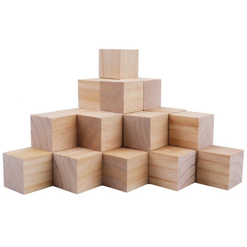 30 Pack 2 Inches Unfinished Wooden Cubes Wooden Blocks - Great For Crafts Maki