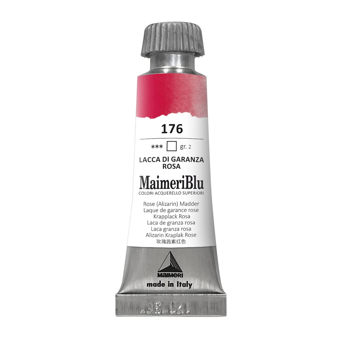 MaimeriBlu 12ml Single-Pigment Watercolor Paint - Rose (Alizarin) Madder PR187 Professional Watercolor Paint - Lightfast and Transparent Watercolor Paint Tube for Artists