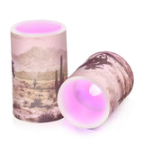 Western Desert Cowboy Flameless Candles With Remote Control And Timer, Adjustable Brightness Long Lasting Battery Operated Led Pillar Candles For Indoor Outdoor Party Home Decor, 2 Pack