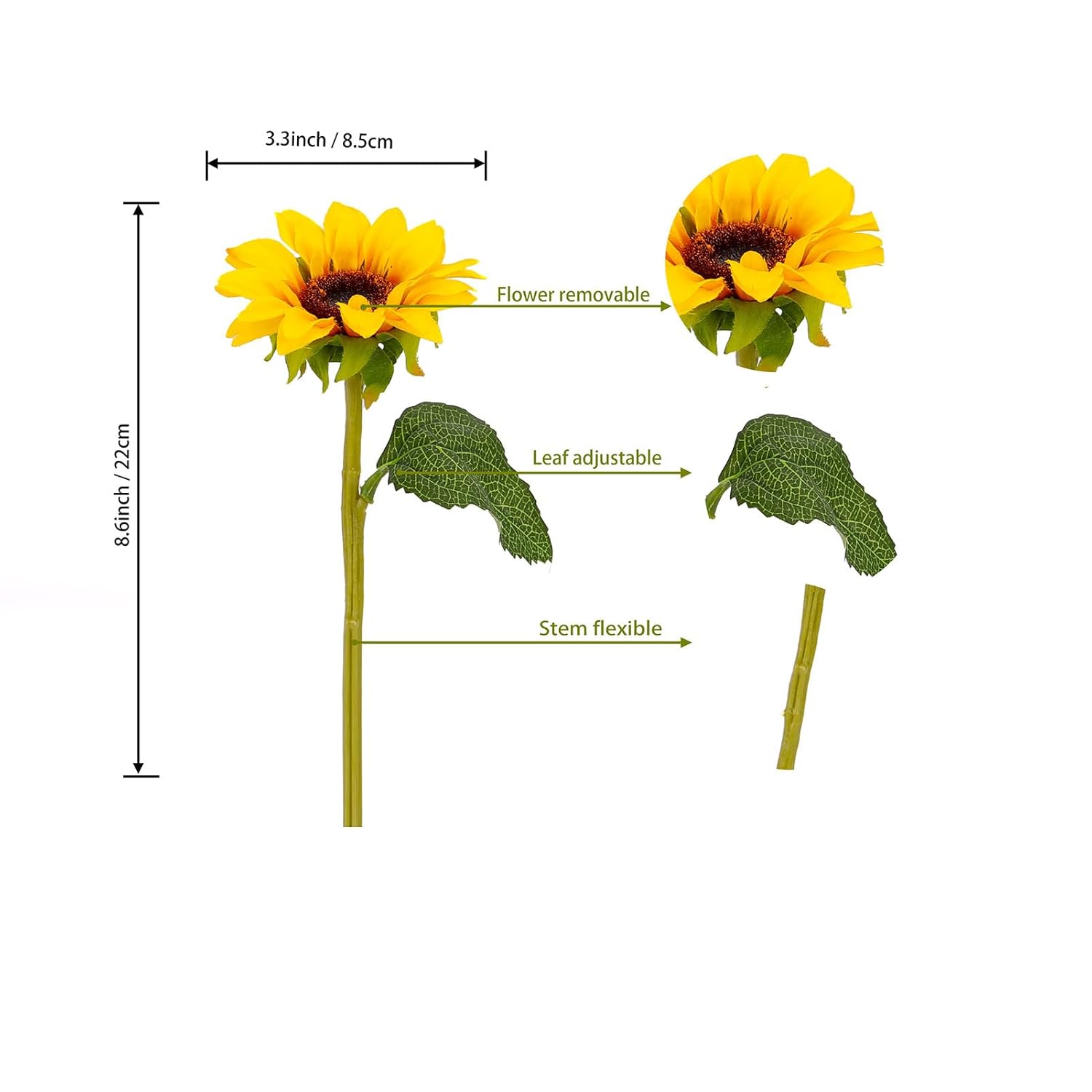 6Pcs Artificial Flowers Sunflowers Bouquet, Faux Flowers With Stems Fake Sunflowers Bulk For Wedding Floral Arrangement Home Party Office Indoor Outdoor Fall Autumn Decor