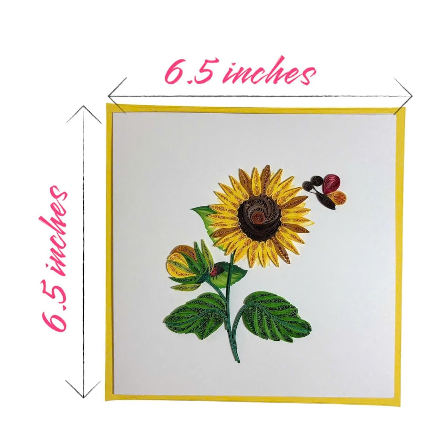 Handcrafted Quilling Sunflower Greeting Card For Mother'S Day, Father'S Day, Birthday, Anniversary, Beautiful And Unique Design, Blank Inside Ready To Gift, Includes Envelope