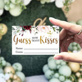 Guess How Many Kisses In The Jar Bridal Shower Game, Bridal Shower Game, Wedding Shower Games, Bachelorette Party Night, Floral Party Game Cards, Bridal Party Decorations -1 Sign & 50 Cards Set
