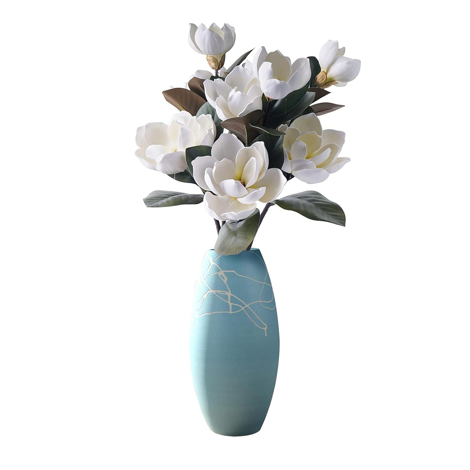 3Pcs Artificial Magnolia Flowers - 29.5" Long White Magnolia Stem Flower, Faux Wedding Flower Bouquet Vase Floral Arrangement For Table Centerpiece Wedding Holidays Party Home Decor