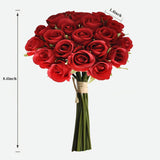 2 Bundles Red Artificial 24 Roses With Stems For Valentines Day Fake Bouquets For Bride Silk Flowers In Vase Indoor And Outdoor Home & Wedding Decor