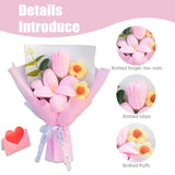 Crochet Flowers Bouquet, Knitted Llies Flower Bouquet, Artificial Flowers Completed Handmade Tulip For Home Decoration And Valentine'S Day Mother'S Day Birthday Wedding Gift (Pink)