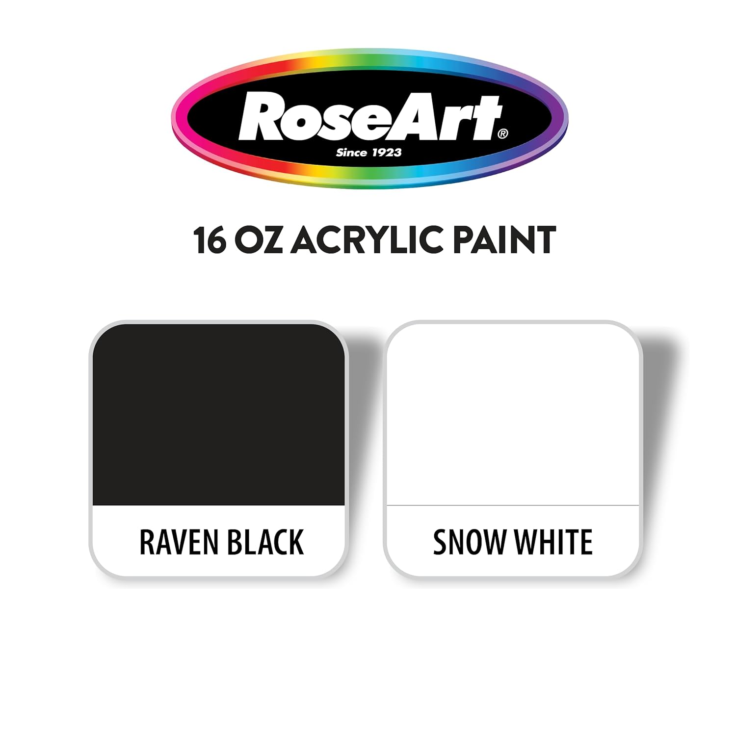 RoseArt 16oz Snow White & Raven Black Acrylic Paint Set