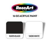 RoseArt 16oz Snow White & Raven Black Acrylic Paint Set