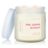 Pink Jasmine Rose Scented Candle - 11.6Oz Natural Soy Wax 70-Hour Long Lasting Burn Time, 2-Wick Spring Non-Toxic Romantic Candle For Home Decor Flower Scent Gifts For Her Him