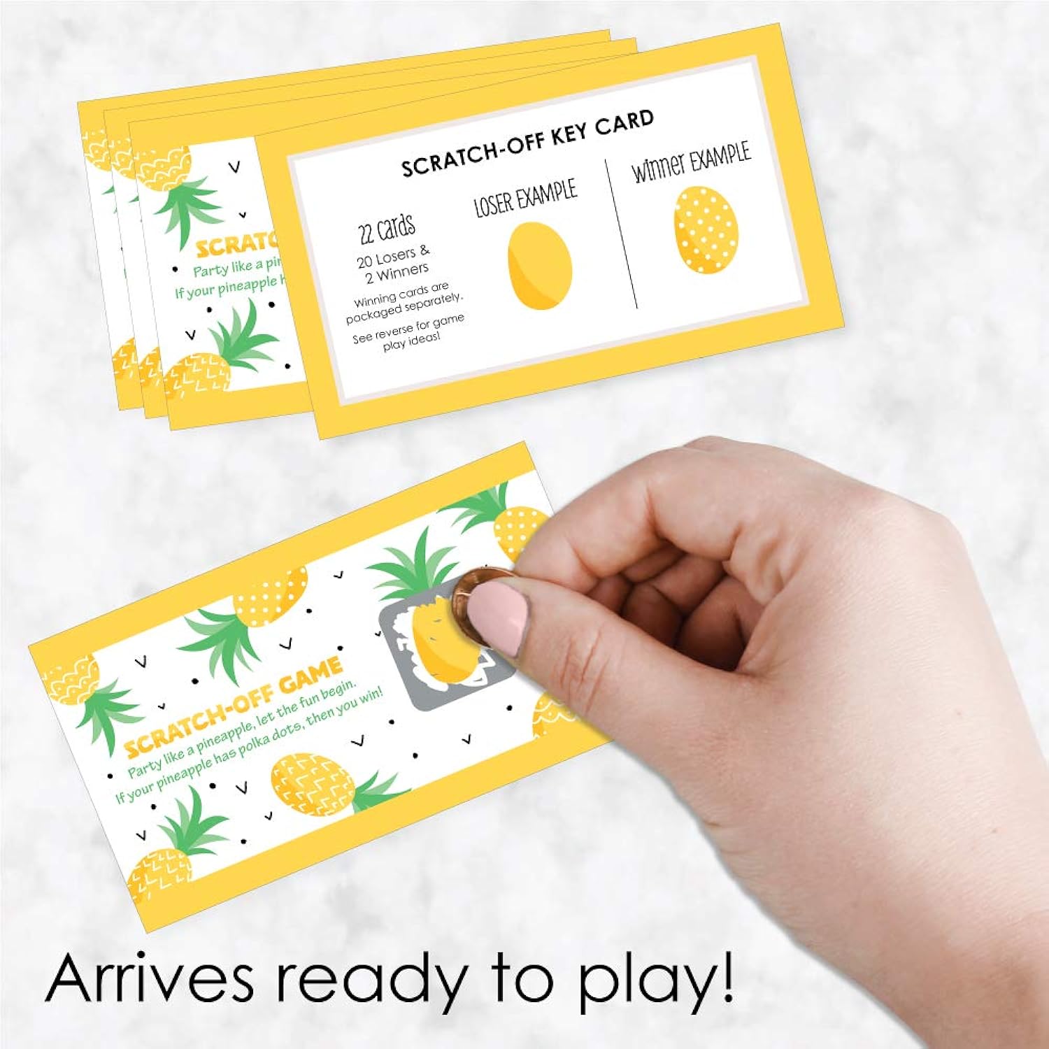 Big Dot of Happiness Tropical Pineapple - Summer Party Game Scratch Off Cards - 22 Count