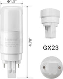GX23 LED PL Bulbs 2 Pack 7W 18W CFL Equivalent 2700K Soft White Plug and Play Ballast Compatible