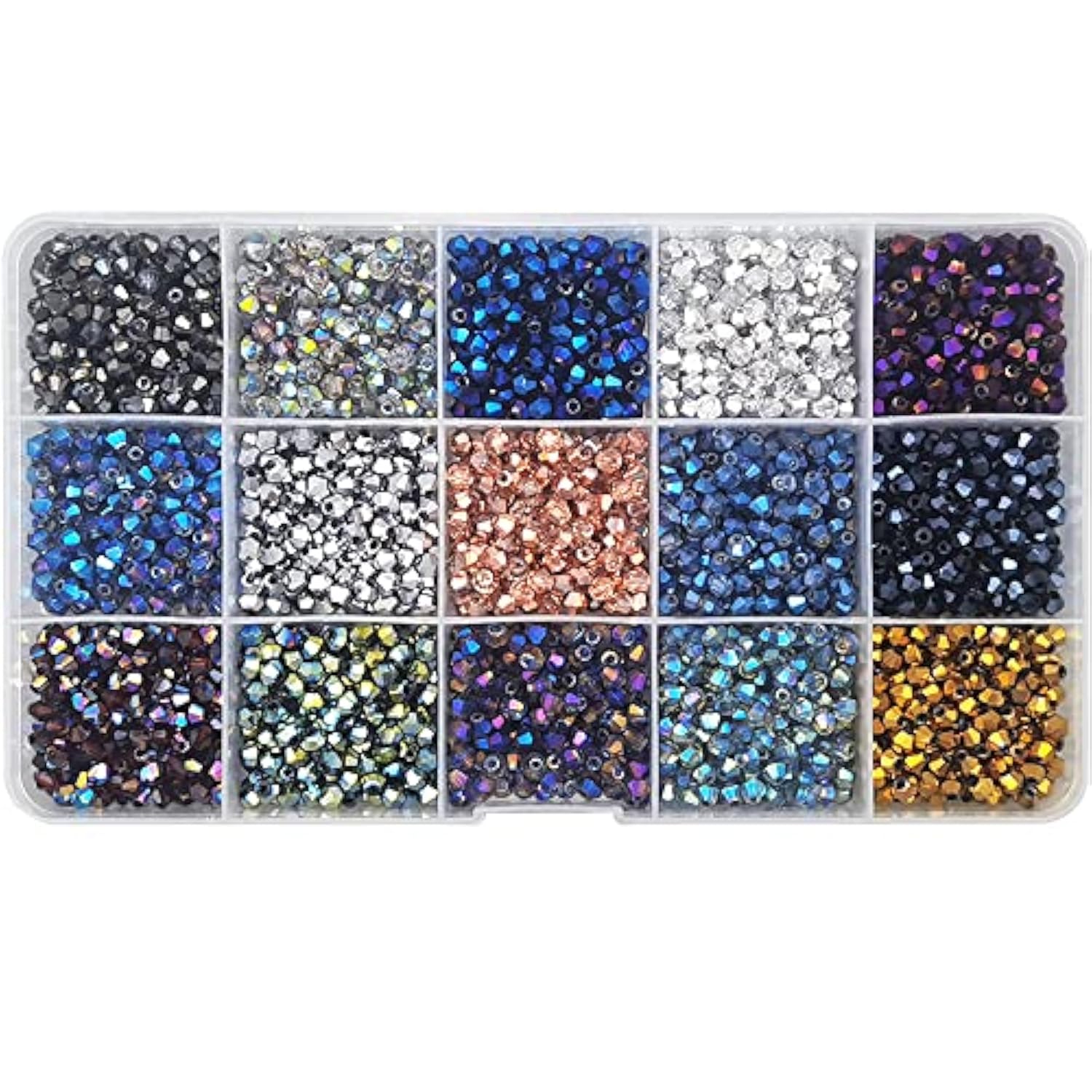 2400pcs 4mm Multicolor Electroplated Bicone Crystal Beads for Jewelry Making