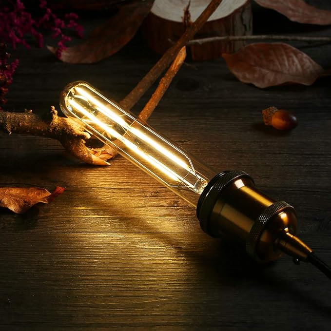 4 Pack T10 Tubular LED Edison Bulbs 6W 60W Equivalent 3000K Warm White Dimmable E26 Base