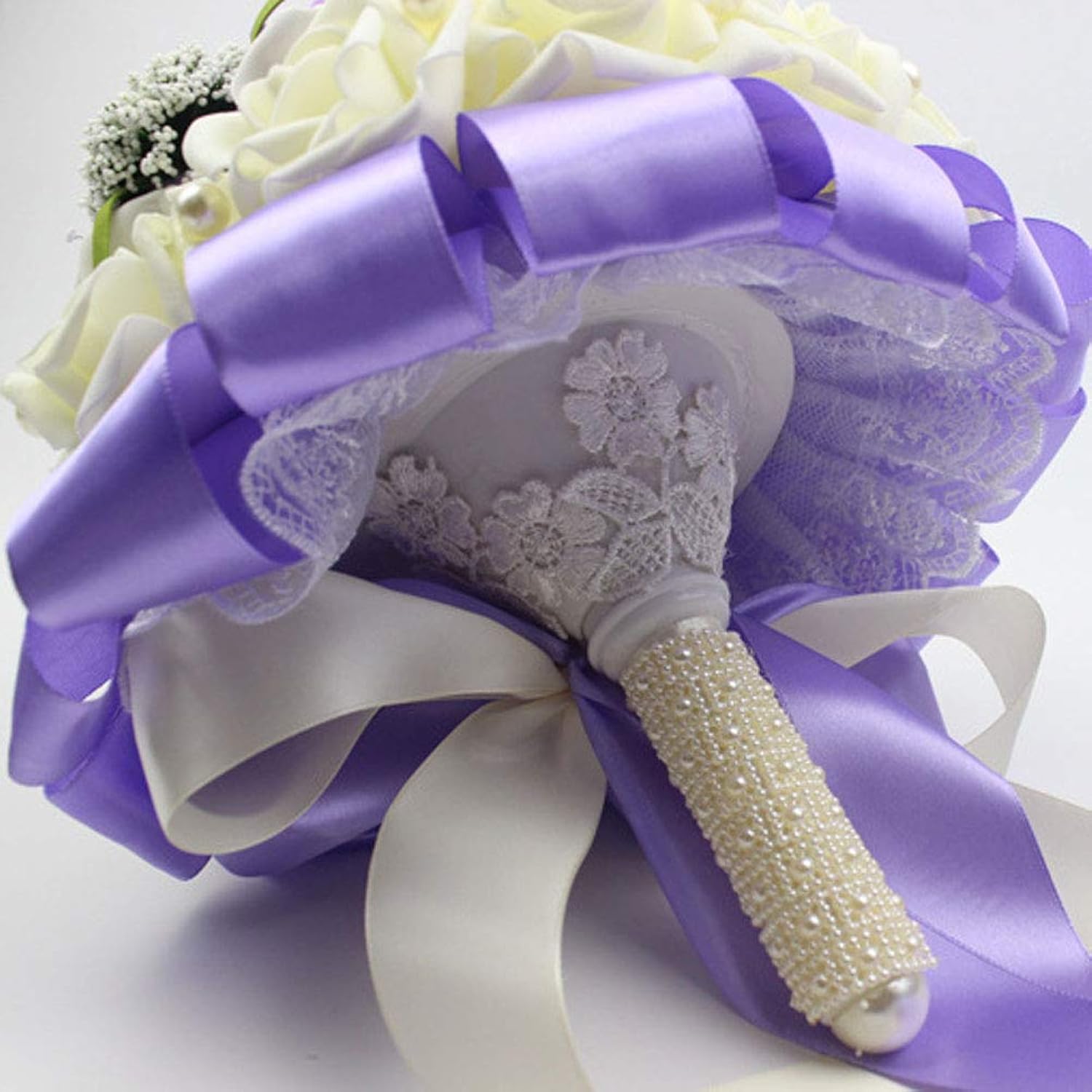 4 Pcs White Lace Bouquet Collar Wedding Bridal Bouquet Holder Collar For Flower Decoration Supplies