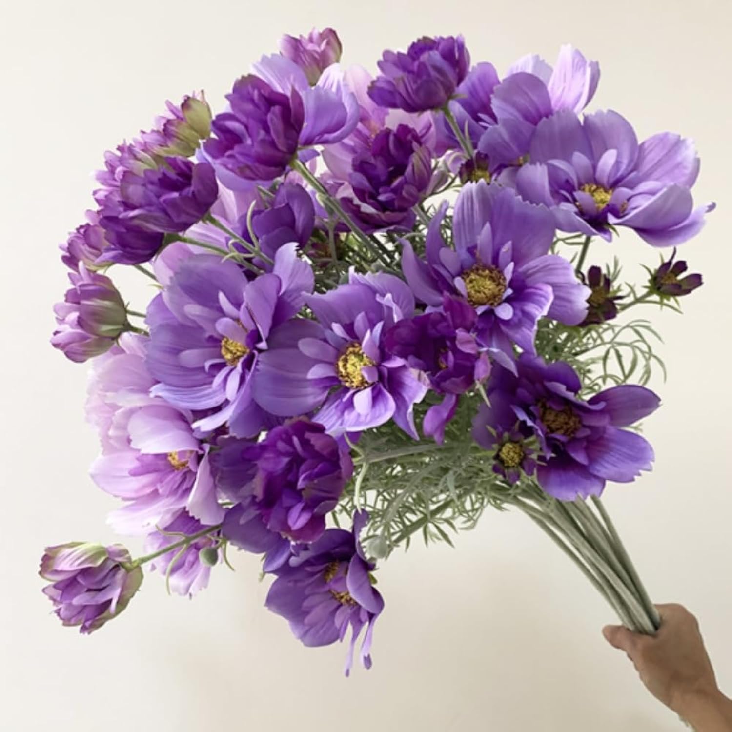 6 Pcs Artificial Fake Flowers Plants Cosmos Silk Flower Arrangements Wedding Bouquets Decorations ? 23.6''/60Cm Artificial Silk Daisy Fake Flowers Uv Resistant Outdoor Fake Wildflowers (Purple Blue)