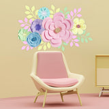 16 Pcs Pastel Floral Paper Flowers Decorations For Wall Monogram Sign Decorations Rainbow Macaron 3D Flowers For Birthday, Party Photo Backdrops, Classrooms, Bridal Shower, Baby Shower