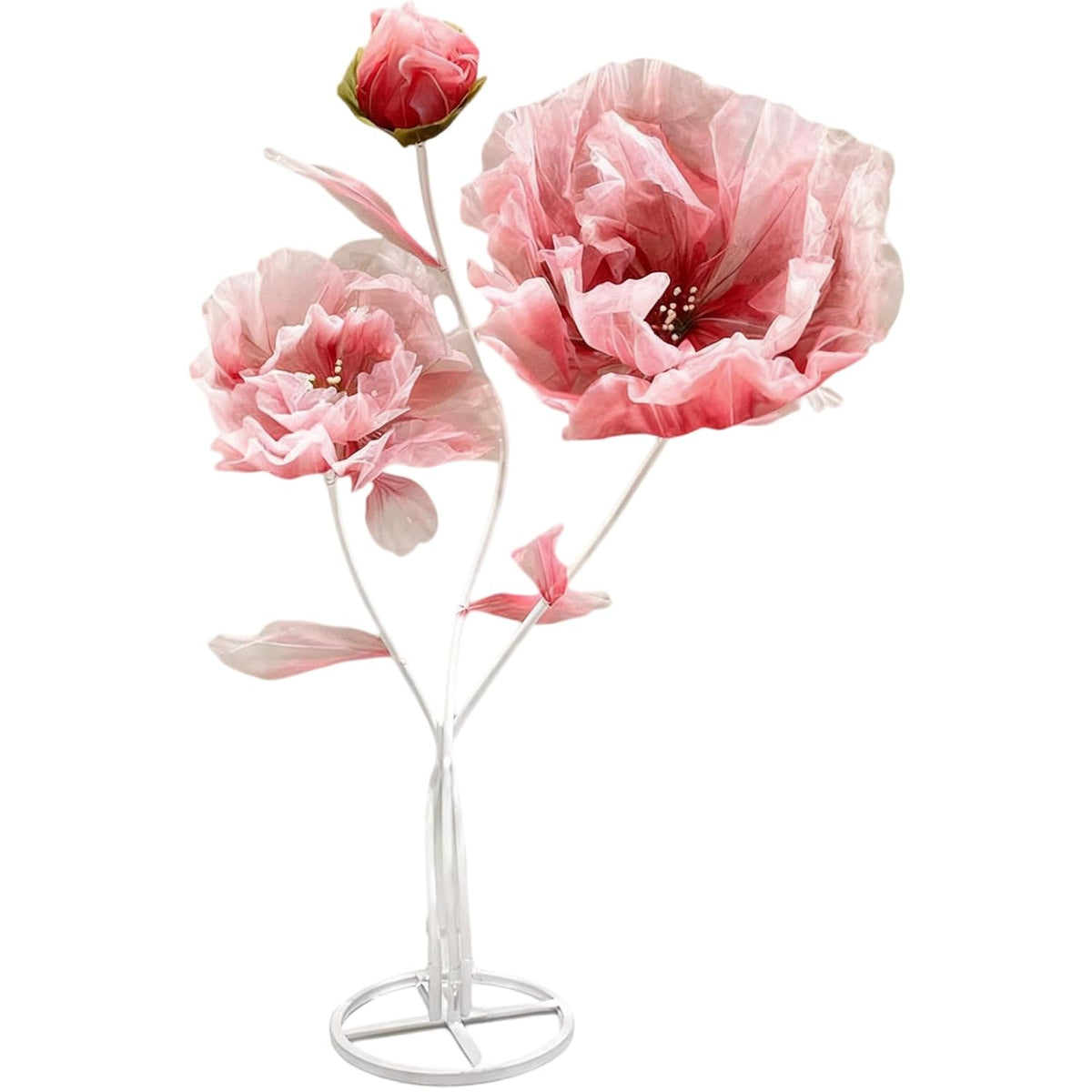Artificial Silk Flower Decoration, Large Fake Flower With Standing Stems And Base,Giant Flowers 5.5Ft For Wedding Background Decor, Shop Window Display,Photography Props, Banquet (Red)