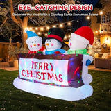 7Ft Christmas Inflatable Snowman Yard Decoration With Led Lights - Merry Christmas Sign Trio, Outdoor Xmas Blow Up Decor