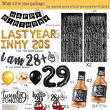 29Th Birthday Decorations Party Supplies For Men Last Year In My 20S Balloons I Am 28+1 Glitter Banner 29Th Birthday Foil Balloons Whiskey Balloon Cake Topper Cupcake Toppers