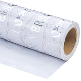 Happy Anniversary Wrapping Paper Roll - Mini Roll - 17 Inch X 16.5 Feet - Silver Foil Happy Anniversary Lettering Design Perfect For Celebration, Party