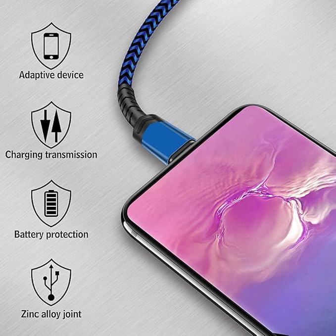 5 Pack USB A to USB C Fast Charging Cable Set 3FT 6FT 10FT Braided Charger Cord for Samsung Galaxy Pixel LG Moto