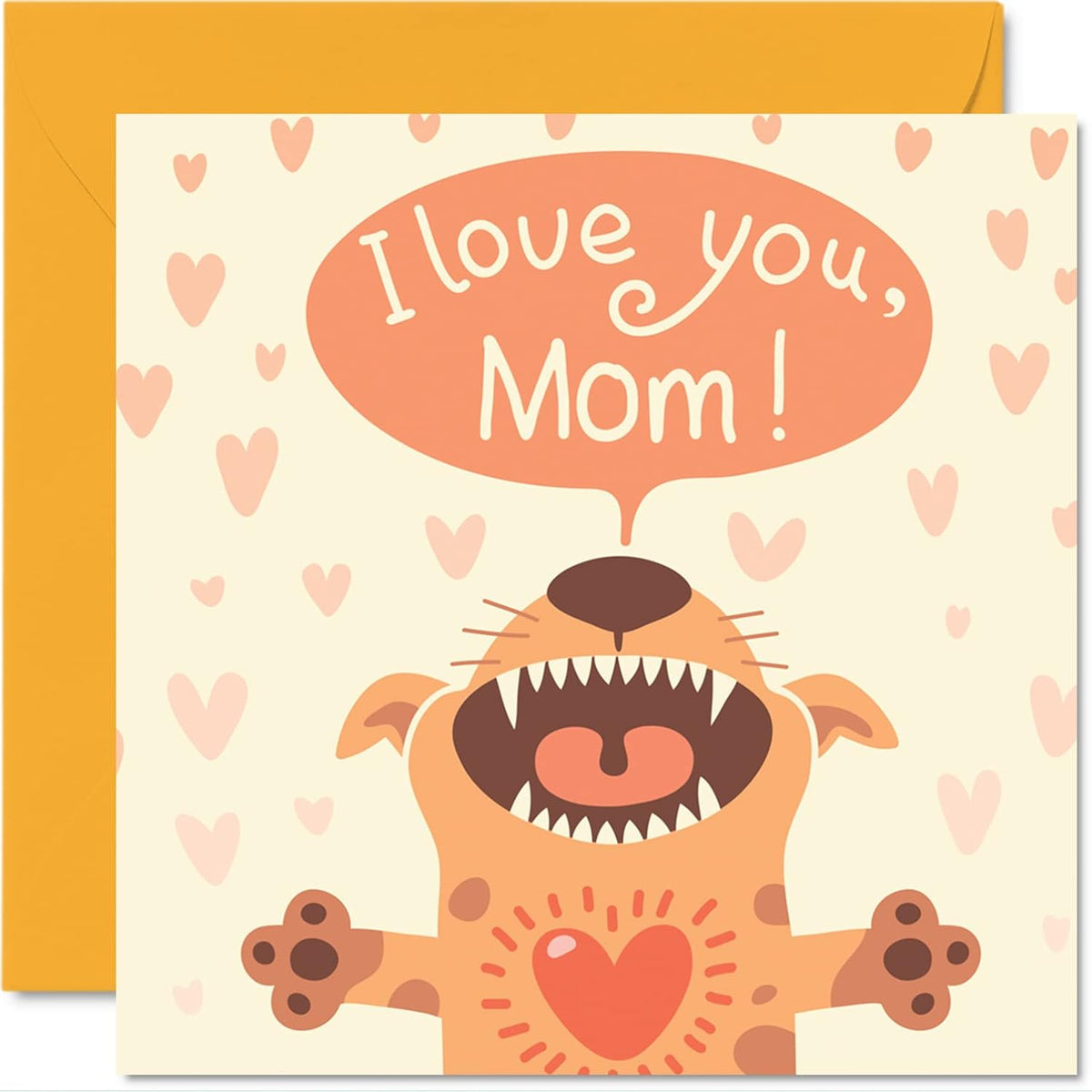 Birthday Cards For Mom From The Dog - I Love You - Happy Birthday Card For Mom From Pet, 5.7 X 5.7 Inch Mother'S Day Pet Greeting Cards Gift For Mommy Mum Mama