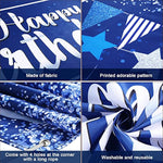 Happy Birthday Decorations Backdrop Banner, Glitter Birthday Backdrop Sign Poster Party Supplies Photo Background For Men Women, 72.8 X 43.3 Inch(Silver And Navy Blue)