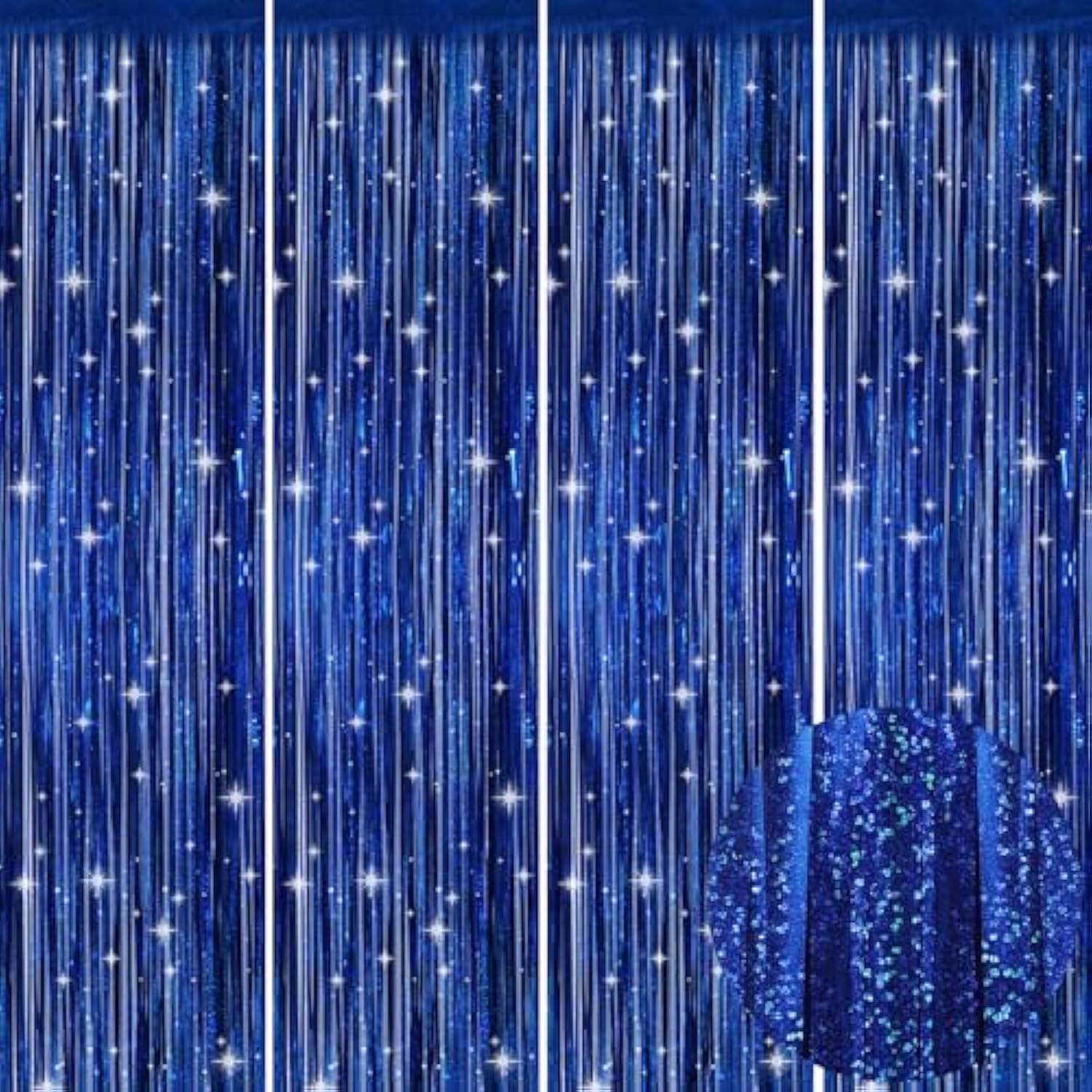 4-Pack Blue Foil Fringe Curtains Party Backdrop & Photo Booth Decor