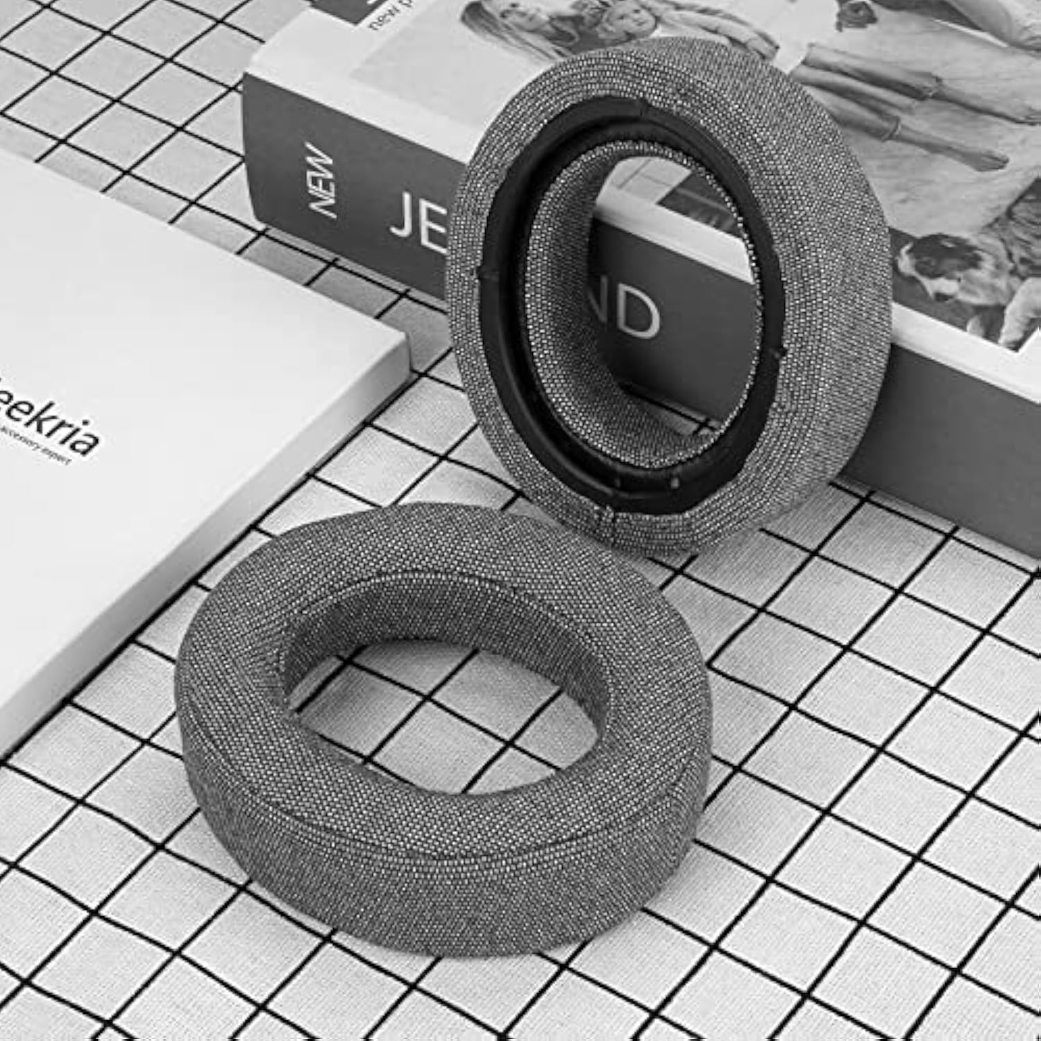 Geekria Comfort Linen Replacement Ear Pads for Corsair HS70 PRO, HS60 PRO, HS50 PRO Headphones Ear Cushions, Repair Parts (Grey)