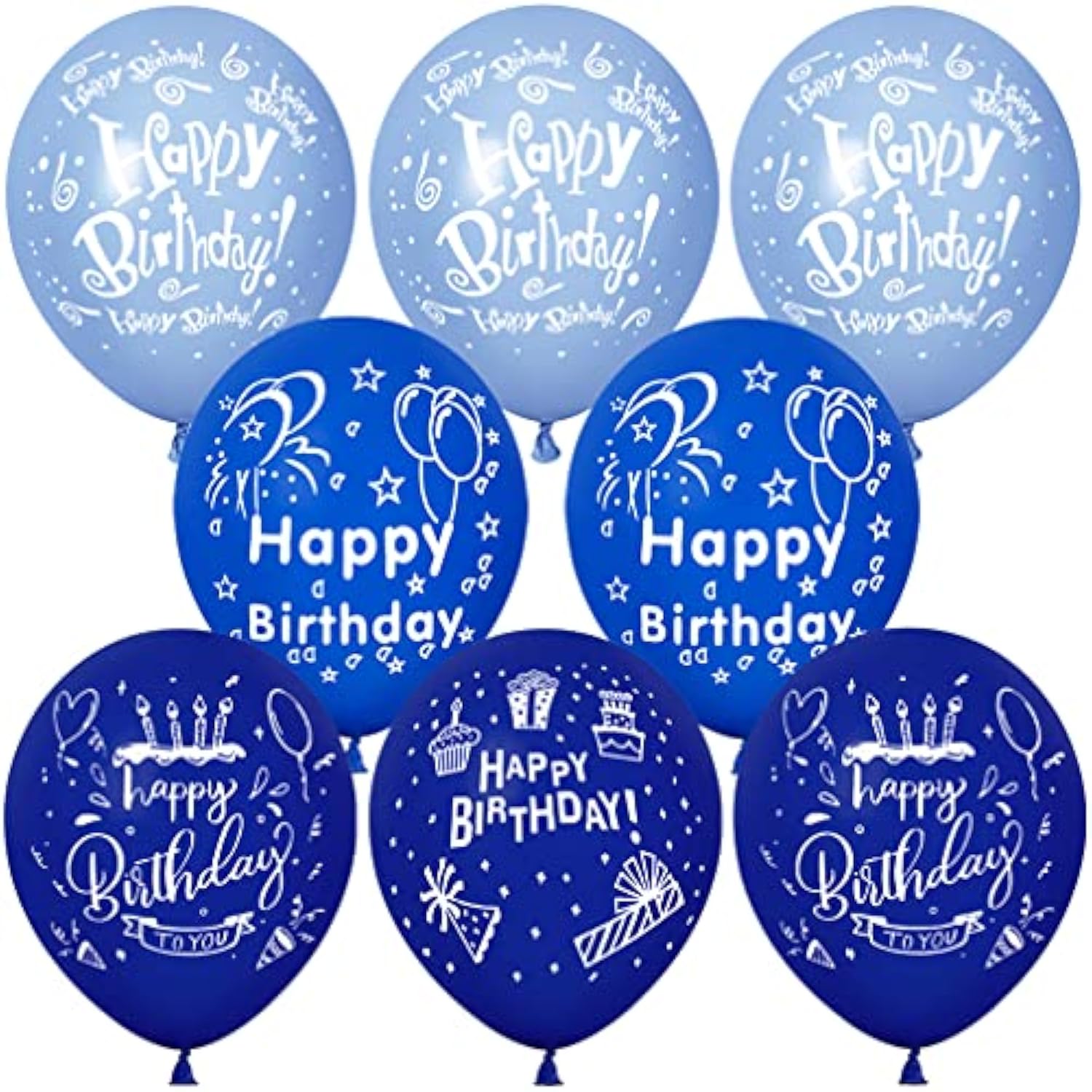 52pcs Blue Birthday Balloons with Party Prints – Decorations for Kids’ Parties