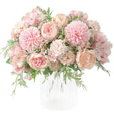 Fake Artificial Flowers, Peony Silk Hydrangea Bouquet Decor Plastic Carnations Flower Arrangements Wedding Decoration Table Centerpieces (Light Pink)