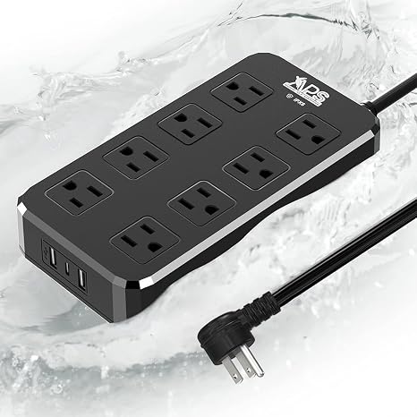 Outdoor Weatherproof Power Strip 8 Outlets 3 USB Ports 6 Ft Extension Cord
