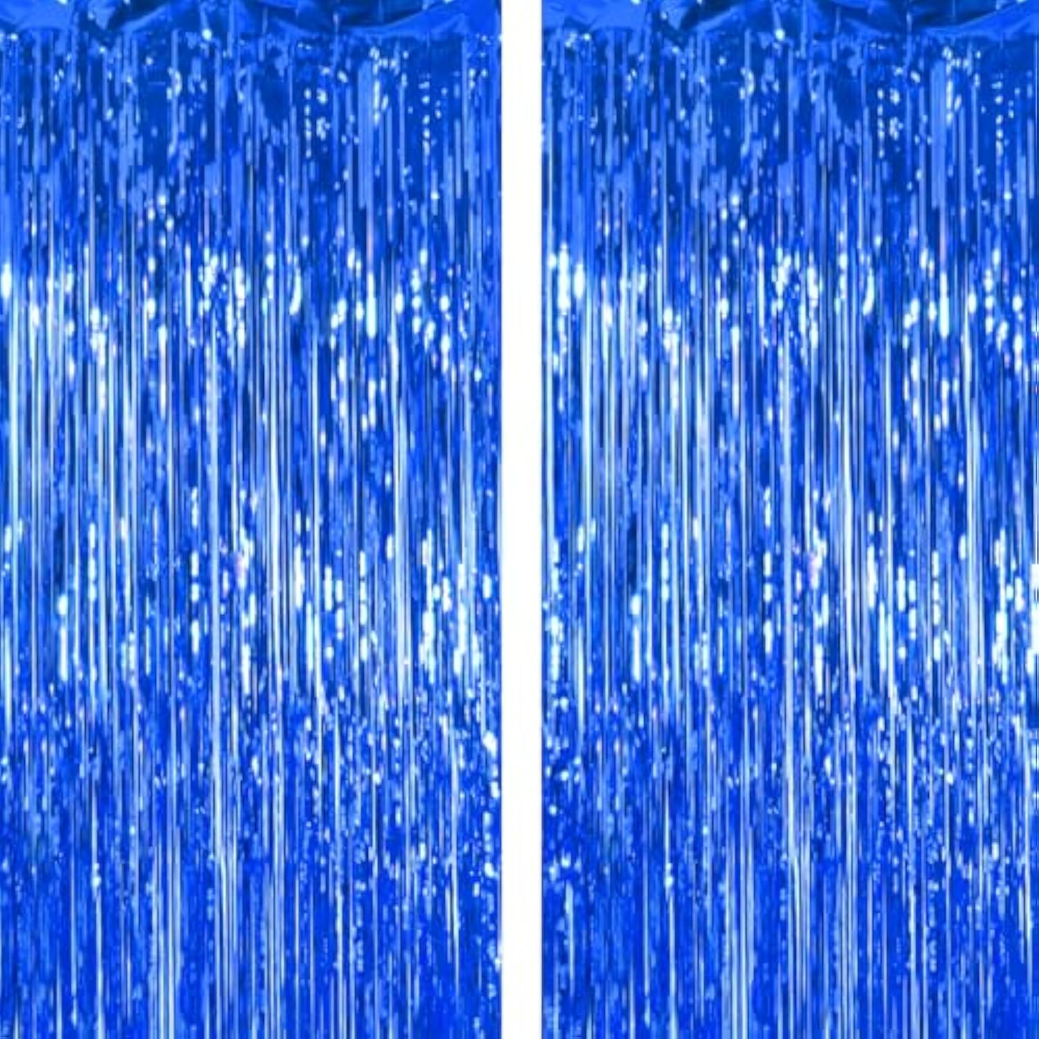 2 Pack Thickened Royal Blue Metallic Foil Fringe Curtains Streamer Rip Resistant Shimmer Tinsel Photo Booth Backdrop For Birthday Wedding Christmas Bachelorette Party Decorations 3.28Ft X 6.56Ft
