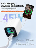 45W USB C GaN Fast Charger with 6.6FT USB C Cable Smart Display Foldable Wall Charger for iPhone 17 16 15 iPad Pro