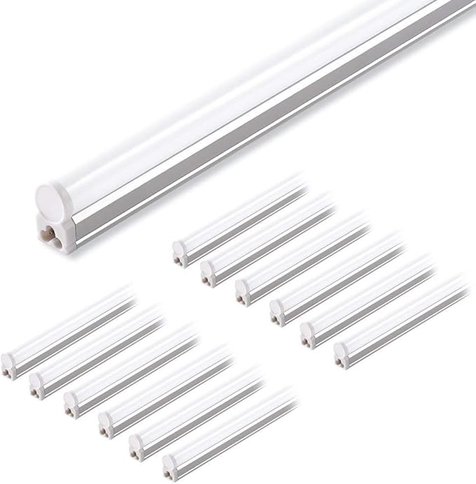 12 Pack 4FT LED T5 Shop Lights 20W 2200LM 6500K Ceiling Under Cabinet Utility Lights with Switch