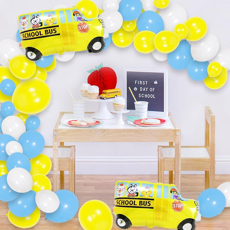 School Bus Party Decorations School Bus Balloons Blue Yellow White Bal