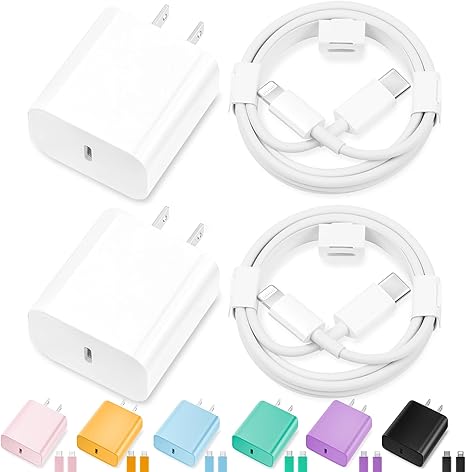 2 Pack 20W USB C Fast Charger with 10FT & 6FT MFi Certified Lightning Cable for iPhone 14 13 12 11 iPad