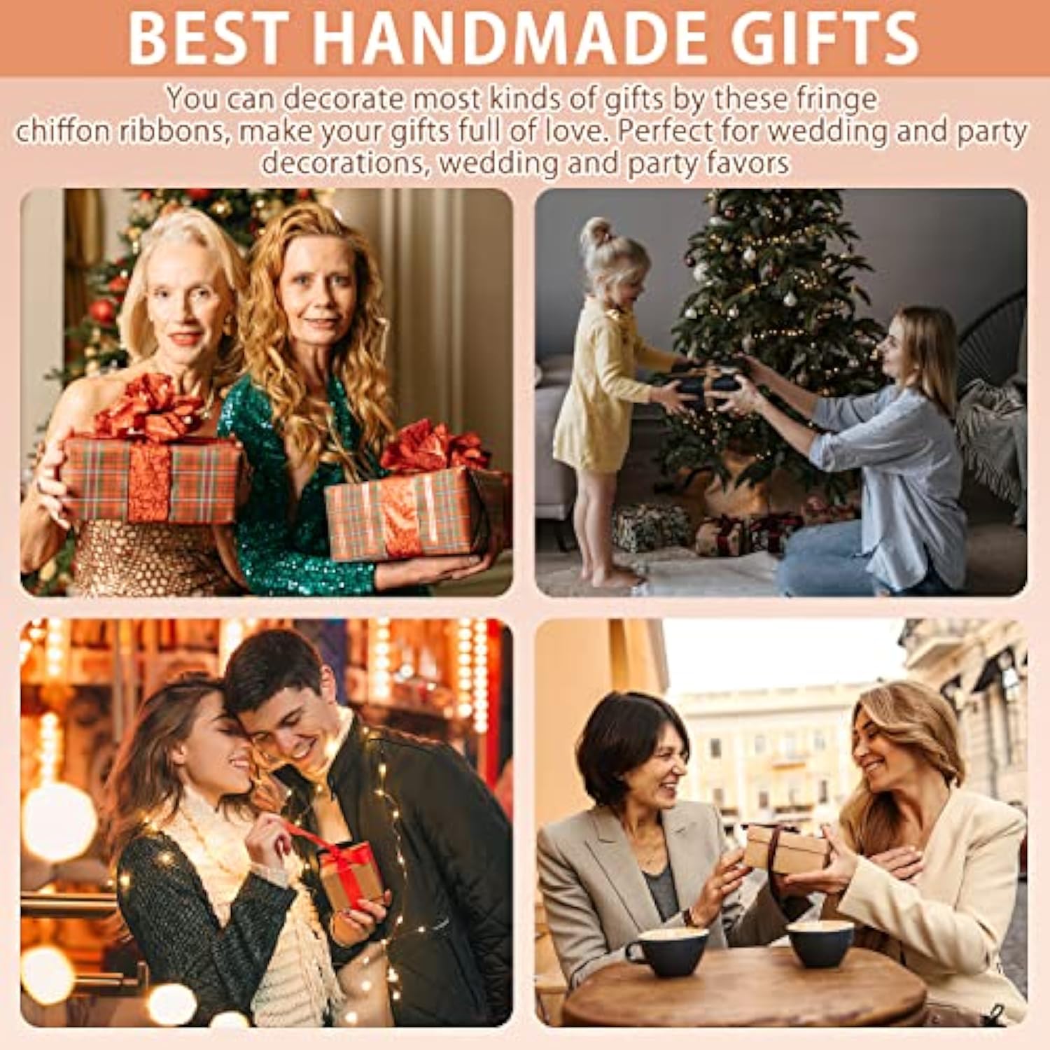 Chiffon Ribbon Fringe Silk Ribbon 9 Rolls Handmade Frayed Edges Ribbon