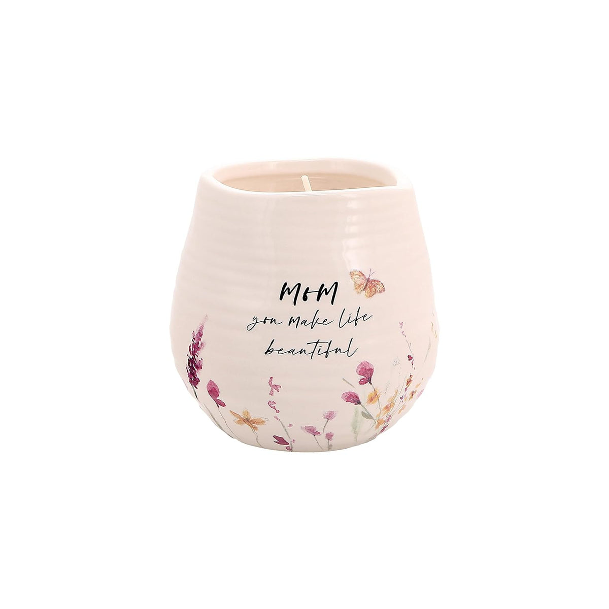 Pavilion Gift Company - Mom Ceramic Candle, Jasmine Scented, Mothers Day Gift, Cream, 8-Ounce, 1 Count