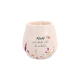 Pavilion Gift Company - Mom Ceramic Candle, Jasmine Scented, Mothers Day Gift, Cream, 8-Ounce, 1 Count