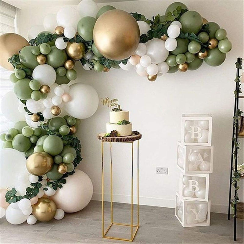 146Pcs Sage Green Balloon Garland Arch Kit White Nude And Metallic Chr